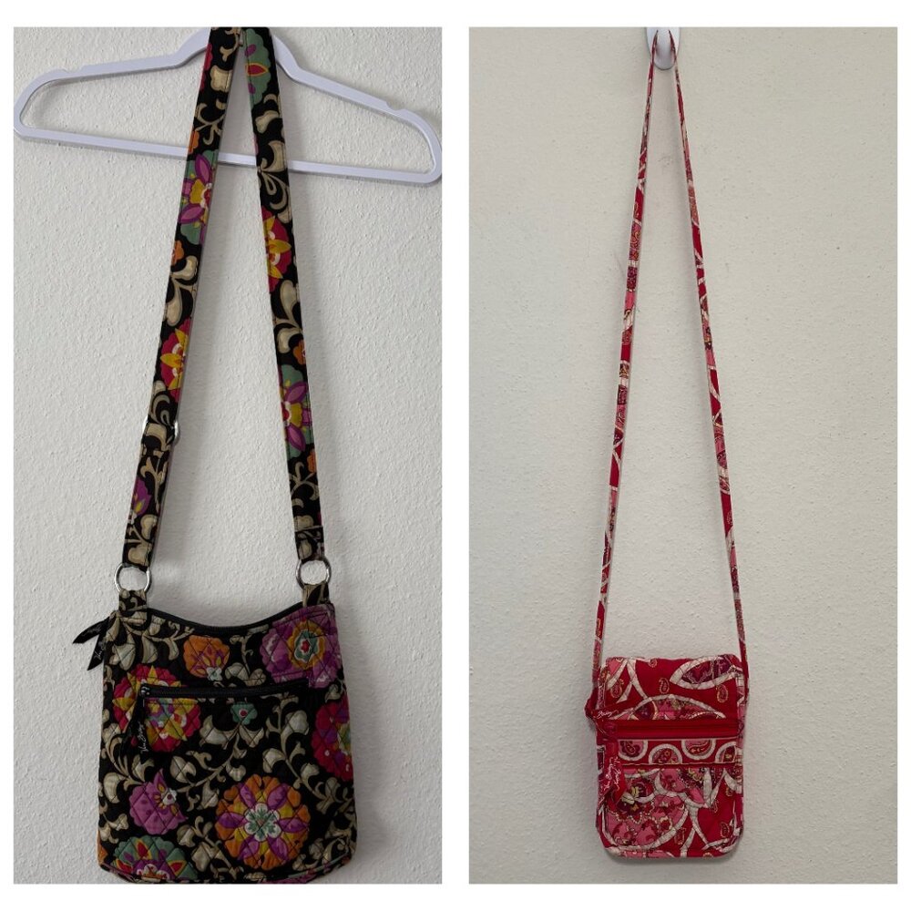 Vera Bradley Bundle (2) Hipster Crossbody Shoulder Bag Floral Quilted Pockets